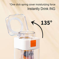 Bouteille d'eau sport carrée minimaliste portable en Tritan avec infuseur à thé et paille – Tasse à café et eau pour l'extérieur