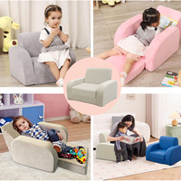 Canapé pour enfants pliable en velours crème, fauteuil-lit pour tout-petits 2 en 1, canapé-lit convertible avec accoudoirs, moderne, 1 place