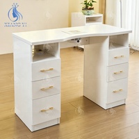 Meuble de salon, table à ongles blanche, poste de manucure avec collecteur de poussière