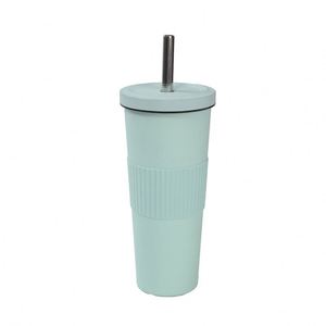 24oz 710ml <b>Large</b> Capacity Bubble Tea Straw <b>Cup</b> Non-slip Stainless Steel Insulated Tumbler Water Bottle Mug <b>Cup</b> with Waist Strap - Product Image 1