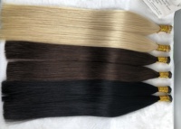 Extensions de cheveux pré-collées I-Tip, cheveux humains indiens vierges Remy Grade 12A, double trame machine, longueur 10"-30"
