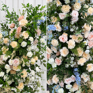 Arche de fleurs artificielles en soie réaliste bleu clair pêche pour mariages modernes en extérieur et décors de rentrée scolaire - Imperméable - Product Image 3