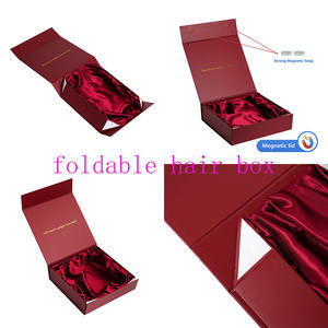 Cajas de Papel Duro con Logotipo Personalizado al por Mayor, Caja de Embalaje para Extensiones de Cabello y Pelucas, Caja de Regalo Cosmética Magnética Reciclable con Satén - Product Image 3