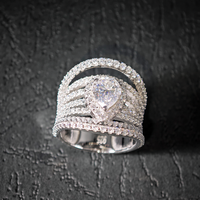 Bague Goutte d'Eau en Moissanite Effet Diamant, Coupe Poire, Couleur D, Pureté VVS, Argent Sterling 925, Certifiée GRA, Style Hip Hop, pour Femme et Homme, Idéal Cadeau