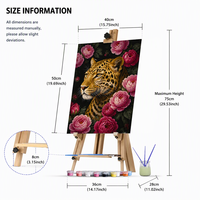 Kit de peinture par numéros DIY - Tigre coréen, fleurs roses, toile, peinture acrylique écologique pour adultes et enfants, décoration intérieure (sans cadre)