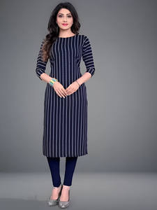 Kurti en soie ethnique élégant pour femmes beau tissu imprimé crêpe pour les fêtes décontractées et les occasions festives vêtements indiens lourds - Product Image 2