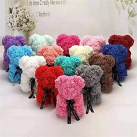Ours en peluche multicolore personnalisé en usine, fleur éternelle mousse de 25 cm, savon Rose avec boîte