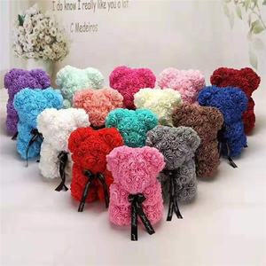 Urso de pelúcia para personalização, venda quente de fábrica, decoração multicolor, flor eterna, espuma de flores, 25 cm, sabão, rosa, urso de pelúcia com caixa - Product Image 1