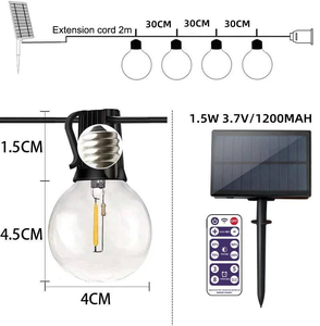 Đen ngoài trời chuỗi đèn G40 toàn cầu Patio đèn 10m Edison shatterproof Bóng đèn không thấm nước năng lượng mặt trời bên - Product Image 6