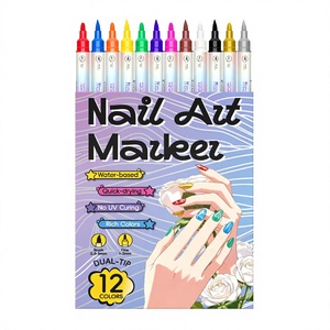 Set di Penne <span class=keywords><strong>per</strong></span> Nail Art 12 Colori, Doppia Punta Cancellabile ad Aria 0.5-5mm, Penne <span class=keywords><strong>per</strong></span> Smalto su Tessuto, <span class=keywords><strong>Pennarelli</strong></span> Acrilici 3D ad Asciugatura Rapida, Fai da Te - Product Image 3