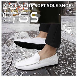 Black White Soft Sole <b>EVA</b> Insole Anti-Slippery Summer Espadrilles Lazy Shoes Size 38-47 Microfiber Leather Loafers for Men - Product Image 2