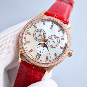 Reloj con Esfera con Incrustaciones de Diamantes de Color Rojo Heme, Elegante Calendario Anual, Movimiento Automático, Reloj para Fiestas de Cóctel - Product Image 2