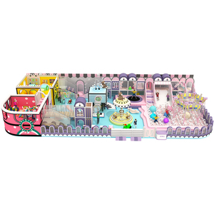 Aire de jeux intérieure personnalisée pour enfants : trampoline rond commercial, maison de jeu, espace de jeu doux aux couleurs claires - Product Image 5