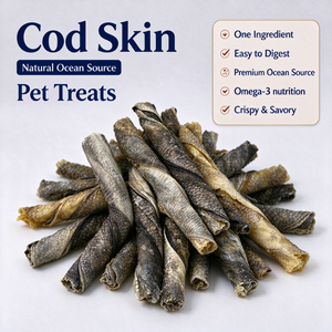 Premium Cod Skin Dog <b>Treats</b> Air Dried Single Ingredient Natural Ocean Snack for Healthy Skin Coat - Product Image 5