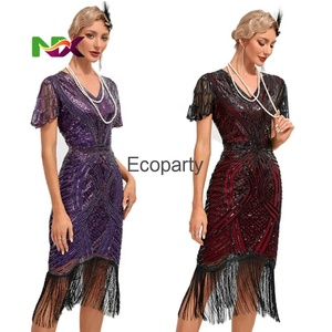Robe <span class=keywords><strong>Charleston</strong></span> pour femmes des années 1920, années 20, années 30, costume de fête à franges, robe de fête Ecoparty - Product Image 2