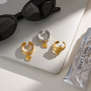 Heart-Shaped Asymmetrical <b>Open</b> <b>Ring</b> Gold Silver Two-Tone Unisex Fashion Jewelry Gift - Product Image 4