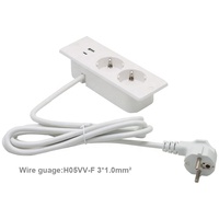 Prise de courant européenne encastrée prise de multiprise de bureau encastrée avec prise de panneau rectangulaire de table de bureau à double port USB