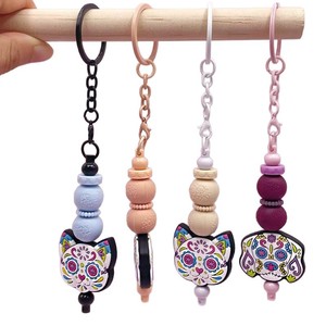 Llavero de silicona con dibujos animados de gatos y perros, con cuentas de epoxi y mosquetón, portátil, para niños y adultos, ideal como regalo o recuerdo de fiesta. - Product Image 5