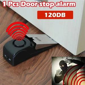 Al por mayor 1 unidad Mini tope de puerta con alarma 120dB, ideal para el hogar, tope en forma de cuña, sistema de seguridad de alerta y bloqueo - Product Image 6