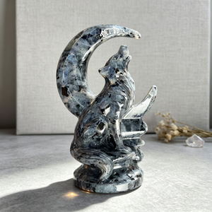 Scultura in Cristallo Naturale di <span class=keywords><strong>Lupo</strong></span> che Urla alla Luna, Scultura Animale in Cristallo, Regalo Spirituale Curativo, Decorazione per la Casa - Product Image 3