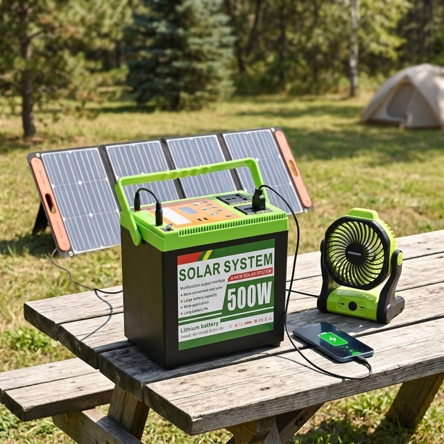300/500W Portable Mobile Power Supply LiFePO4 Battery Solar Panel Kit for Outdoor Solar Power Generation