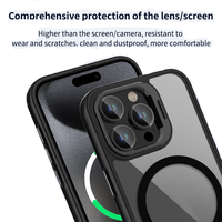 Coque de Téléphone à Bord Multicolore et Magnétique pour iPhone 13 15 Pro Max avec Support, Housse Arrière Transparente