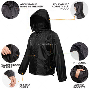 Premium Soft Polyester Waterproof <strong>Black</strong> <strong>Rain</strong> Coat <strong>Rain</strong> <strong>Jacket</strong> With Custom logo - Product Image 5