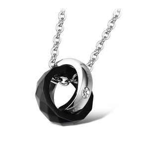 Collar de pareja de estilo europeo americano, diseño geométrico entrelazado de acero de titanio, regalo de San Valentín para mujer - Product Image 2