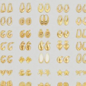 Non Tarnish Bulk <b>Vintage</b> Stainless Steel 14k <b>Gold</b> Boho Elegant Funky Waterproof Large Flower <b>Earring</b> for Women - Product Image 3