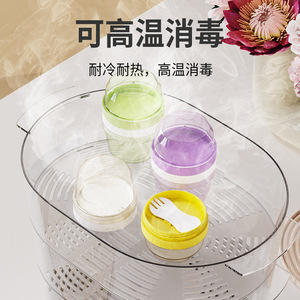 Frascos redondos para almacenar comida para bebés con tapas, contenedor de cocina de plástico hermético de doble capa para refrigerios y comidas, resistente al calor - Product Image 1
