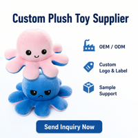 Mainan mewah gurita Flip Over, hadiah boneka dua sisi dengan boneka Super lembut dan isi katun PP untuk anak perempuan terlaris
