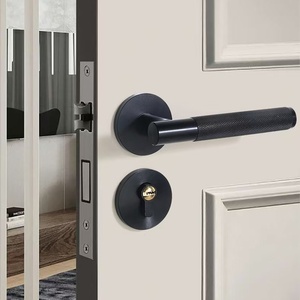 Amerikanischer Designstil Luxuriöse Schwarz-Gold-Graue Moderne Innentür Schwerlast-Aluminium-Türgriffe Türhebel mit Schloss - Product Image 3