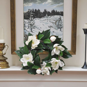 Vendita calda primavera autunno <span class=keywords><strong>colore</strong></span> tessuto Magnolia ghirlanda di fiori artificiali Magnolia per la decorazione domestica - Product Image 5