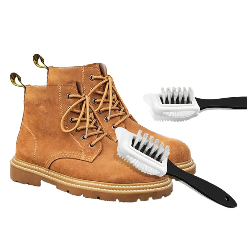 Brosse en plastique multifonctionnelle en caoutchouc nubuck supérieur en daim, polissage de chaussures, poussière brillante, nettoyage avec brosse en caoutchouc et en acier