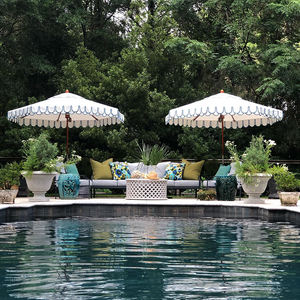 9 футов уличная мебель для кафе с индивидуальным логотипом солнцезащитный козырек Регулируемый 100% полиэстер бассейн дерево зубчатый Патио Сад пляжные зонтики - Product Image 6