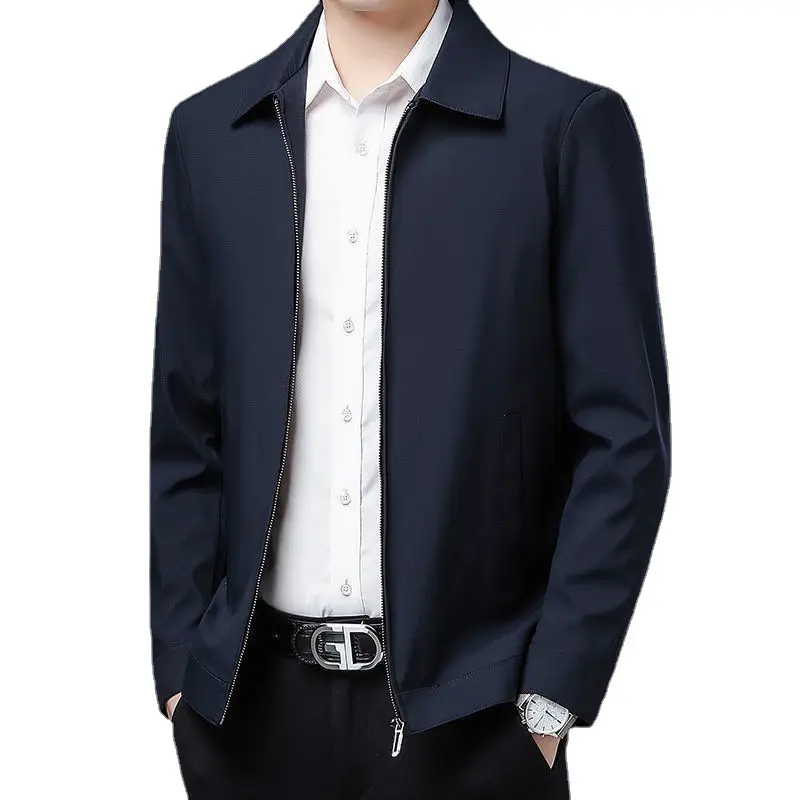 Chaqueta holgada de mediana edad para hombre, chaqueta informal con solapa, estilo iddle