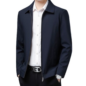 <strong>Men's</strong> High Quality Loose Fitting <strong>Jacket</strong> for Spring and Autumn Middle Aged Lapel Casual Top Coated <strong>Canvas</strong> Fabric - Product Image 1