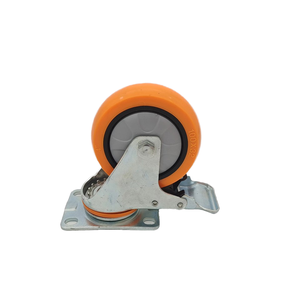 Leifengta 4 Inch Premium Orange Polyurethane Swivel Plate <strong>Locking</strong> <strong>Caster</strong> <strong>Wheels</strong> Durable Thread Guards 3-Year No Brake - Product Image 5