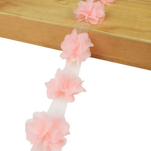 DIY kerajinan jahit perlengkapan bunga 3D sifon Cluster bunga renda gaun dekorasi renda kain Applique pemangkasan - Product Image 6