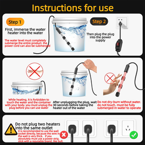 Tige chauffante pour piscines avec prise US/EU/AU, régulation de la durée de chauffe, convient aux baignoires et seaux. - Product Image 5