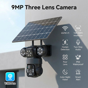 Caméra solaire réseau KERUI 9MP à trois objectifs, caméra extérieure <span class=keywords><strong>Aisa</strong></span> 4G WIFI, surveillance de sécurité à domicile, CCTV, suivi de mouvement, zoom 10X - Product Image 1
