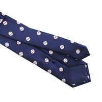 Cravate en polyester tissée sur mesure pour homme, bleu foncé, blanc, rouge, motif intégral, style baseball sport, coupe slim et étroite, pour affaires, vente en gros Chine