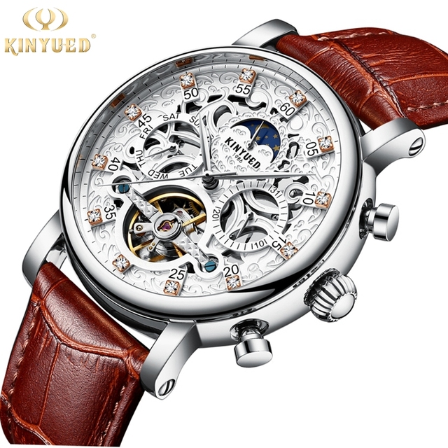 KINYUED J026 Men Automatic Mechanical Watches Top Brand Luxury Fashion High Quality Moon Phase Watch for Men