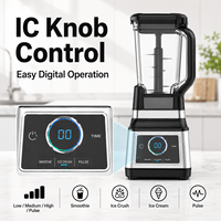 Blender Smoothie 6 Pisau Baja Tahan Karat Bersertifikasi CE, Kontrol Touchpad 3 Kecepatan, Kapasitas Besar untuk Penggunaan Komersial dan Rumah Tangga