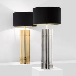 NDY/OEM Contemporary Fashion Black Fabric Nickel Finish E14 Interior Rooms Led Table Lamp