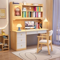 Escritorio Infantil Ergonómico y Duradero de Madera Maciza con Estantería Integrada y Superficie de Escritura Ajustable para Oficina en Casa