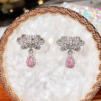 Huitan – boucles d'oreilles de styliste pour femmes, plein diamant, Micro insertion, zircone goutte d'eau, croûte, fée, nœud, goutte d'eau, pour femmes