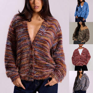 <span class=keywords><strong>Cardigan</strong></span> in maglia Vintage con scollo a V alla moda giacca arcobaleno Maillard in <span class=keywords><strong>peluche</strong></span> a maniche lunghe morbido <span class=keywords><strong>Cardigan</strong></span> da donna - Product Image 1