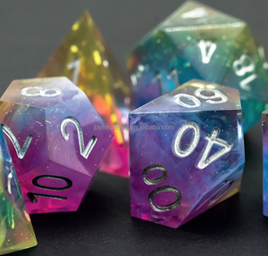 7 קוביות יח'\סט פוליהדראל מותאם אישית 4/6/8/10/12/20 אגאר dnd קצה קוביות הליבה הנוזלית בקצה נוזל אריזה - Product Image 3