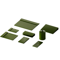 Ensemble de papeterie de luxe en cuir vert pour bureau exécutif du gouvernement d'Arabie Saoudite, 8 pièces, accessoire de bureau de luxe, organisateur de bureau